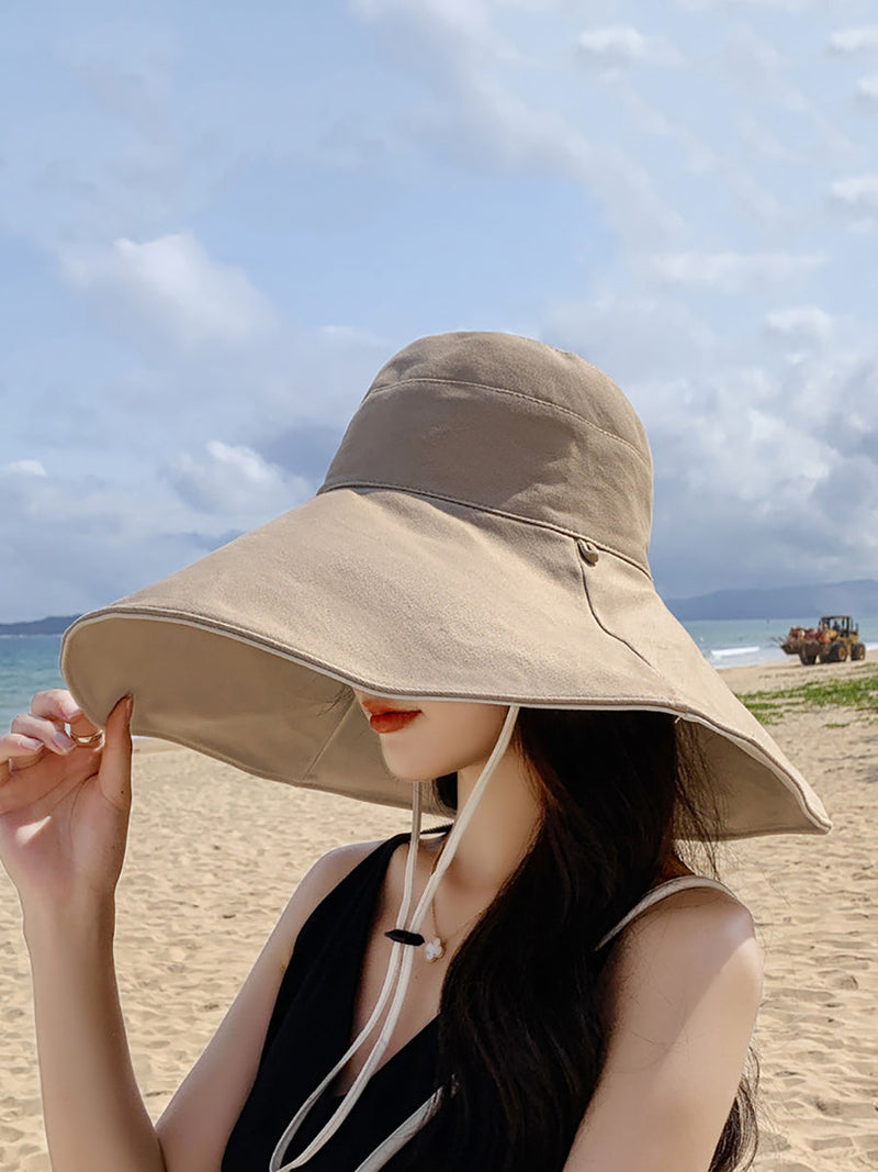 Large-brim Drawstring Sunproof Hat