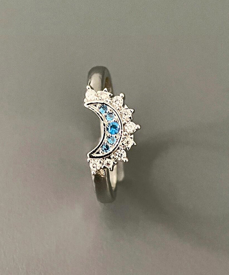 Alloy Zircon Sun and Moon Open Rings Two-piece Set