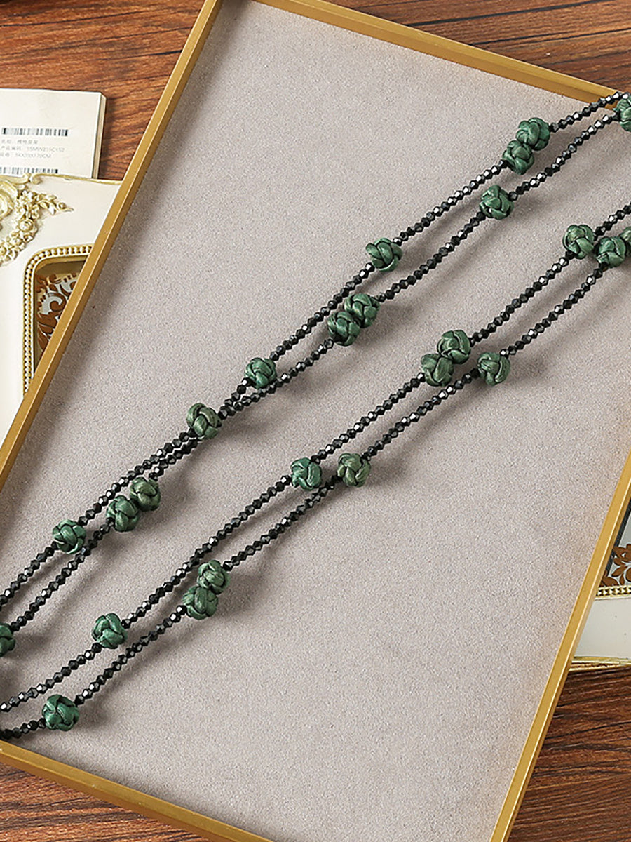 Ruyi Knot Beads Weave Sweater Necklace Qn005