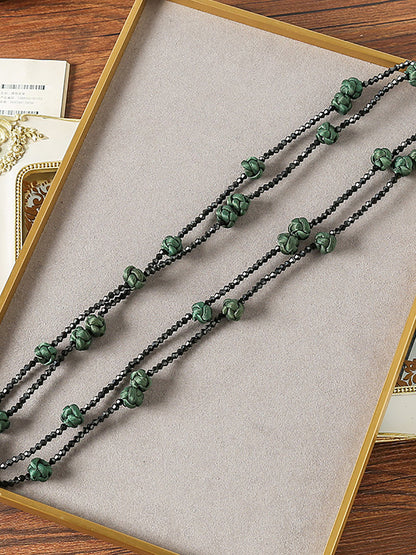 Ruyi Knot Beads Weave Sweater Necklace Qn005