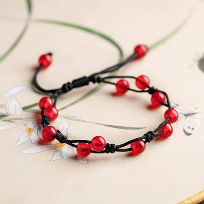 Calming Red Agate Moss Agate Cinnabar Bracelet