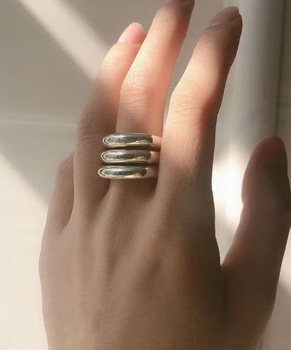 Unique Silk Sterling Silver Layered Rings
