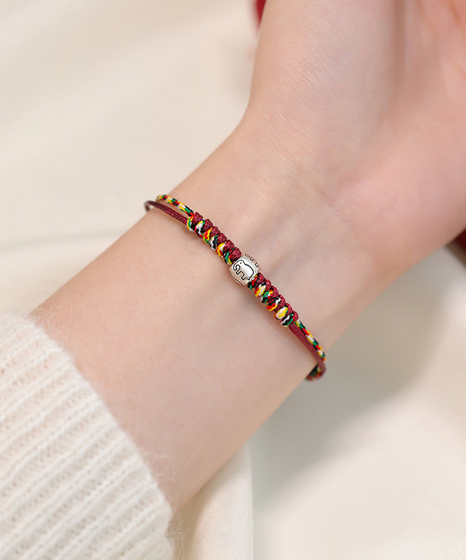 Red Sterling Silver Elephant Bracelet