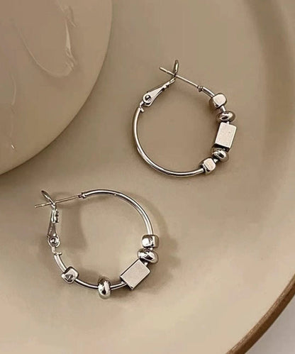 Loose Silk Copper Broken Silver Hoop Earrings