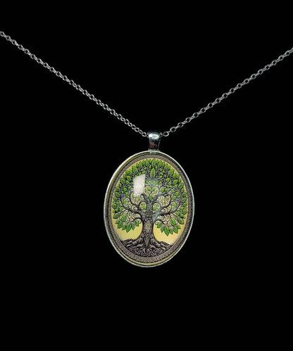 Ellipse Tree of Life Alloy Lariat Necklace
