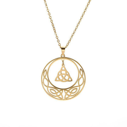 Crescent Moon Triquetra Dangle Necklace