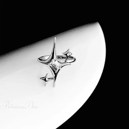 Dark Black Cross Star Ring