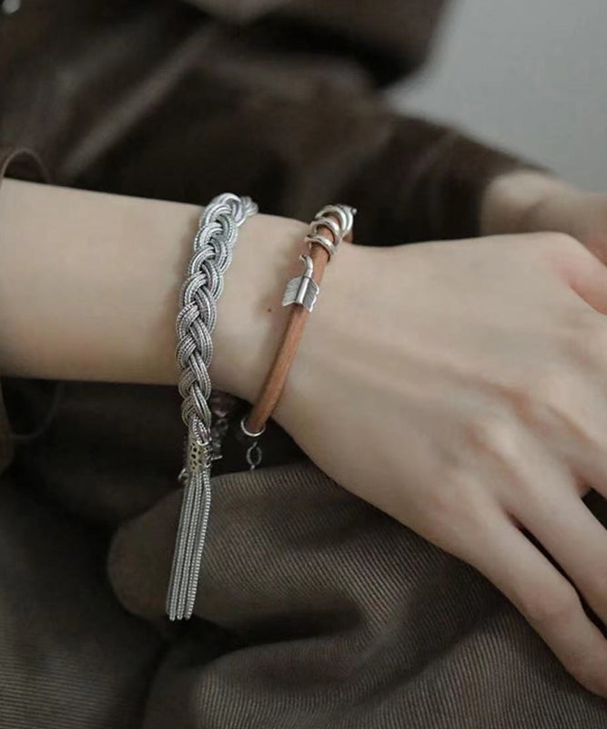 Silk Hand Woven Fried Dough Twist Tassel Charm Bracelet
