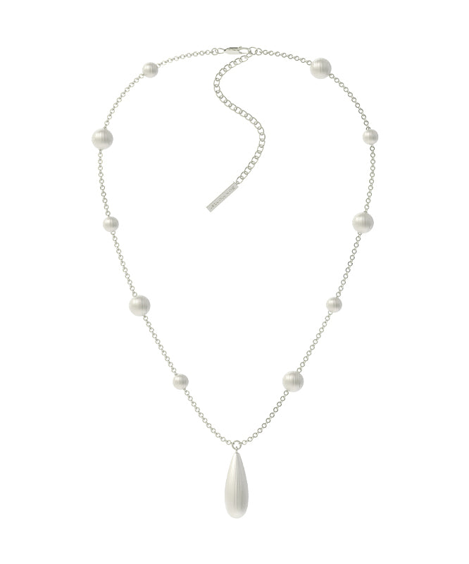 Silk Copper Silver-plated Pearl Water Droplet Pendant Necklace