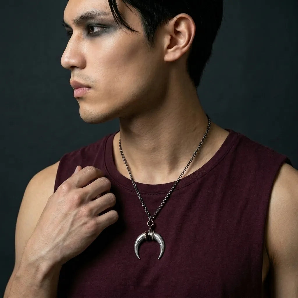 Tusk Horn Crescent Wrap Necklace