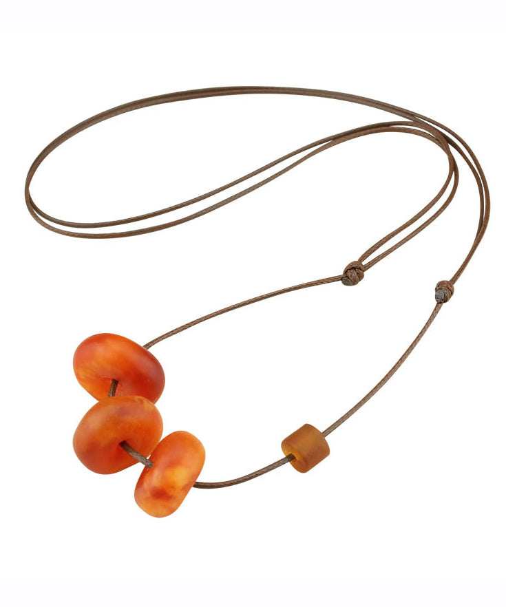 Red Resin Beeswax Pendant Necklace
