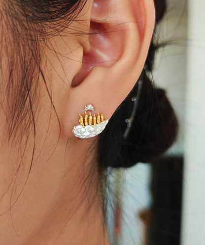 New Chinese Style Unique Design Silver Stud Earrings