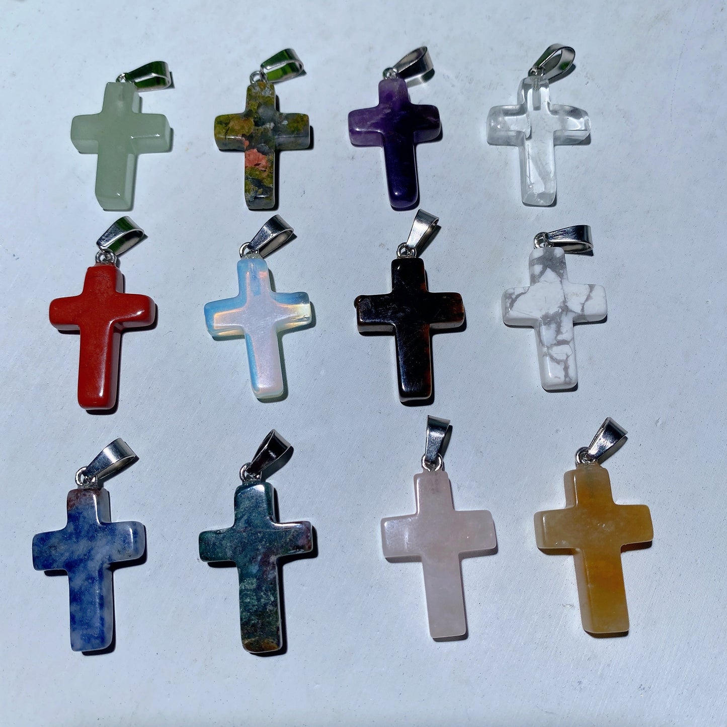 1.0 Inch Mixed Crystal Cross Spiritual Pendant for Healing