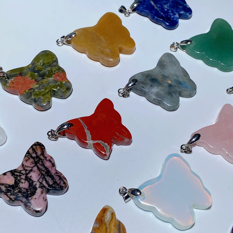 1.2-1.3 Inch Mixed Crystal Butterfly Pendant Spiritual Necklace