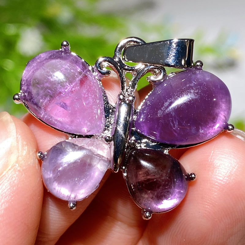 1.2 Inch Crystal Butterfly Healing Pendant Obsidian & More