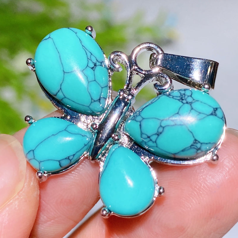 1.2 Inch Crystal Butterfly Healing Pendant Obsidian & More