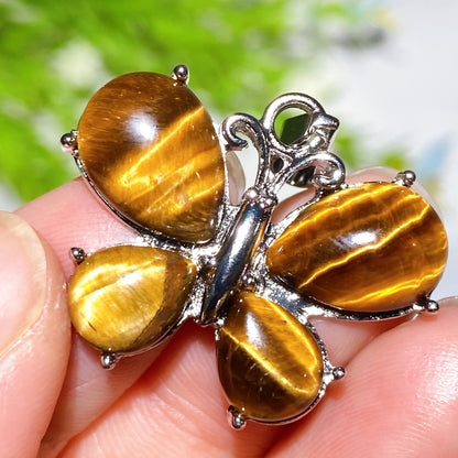 1.2 Inch Crystal Butterfly Healing Pendant Obsidian & More