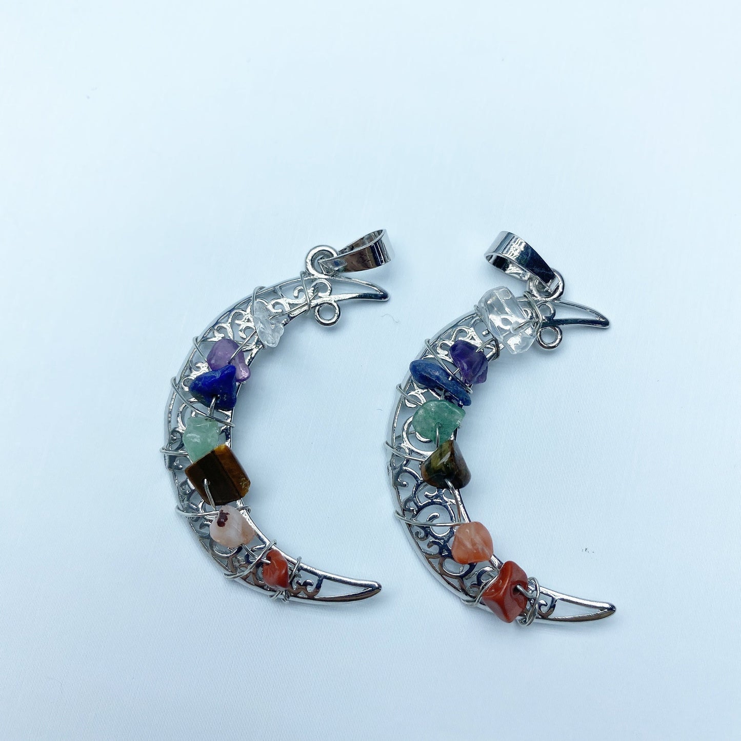 1.5 Inch Chakra Moon Pendant Spiritual Healing Necklace