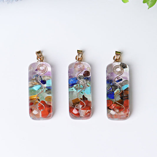 1.8 Inch Chakra Resin Crystal Pendant for Spiritual Healing