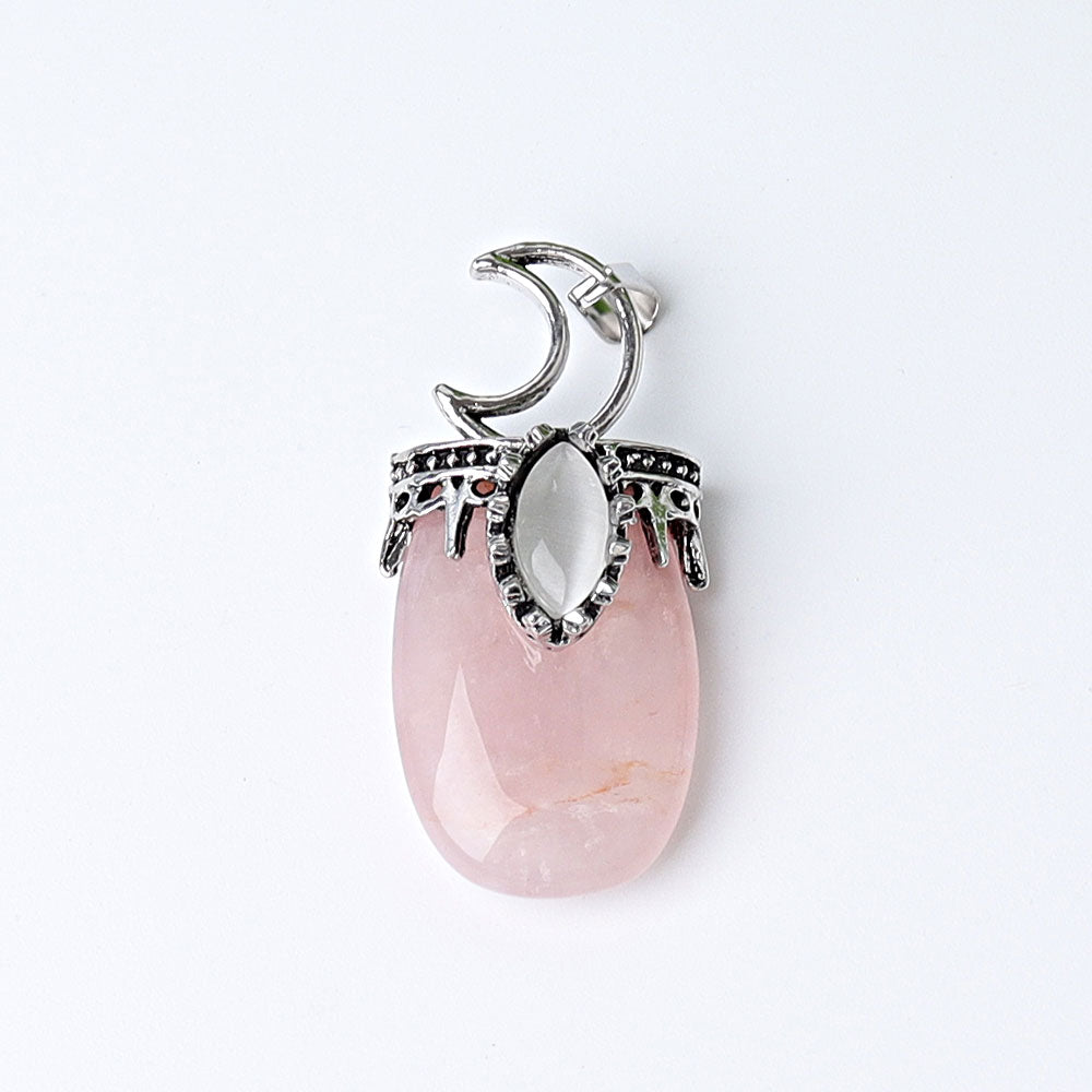 1.8 Inch Crystal Pendant With Moon Symbol | Spiritual Necklace