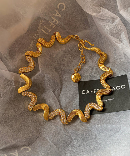 Zircon Double-layer Metal and Pearl Bracelet Two Pieces Set
