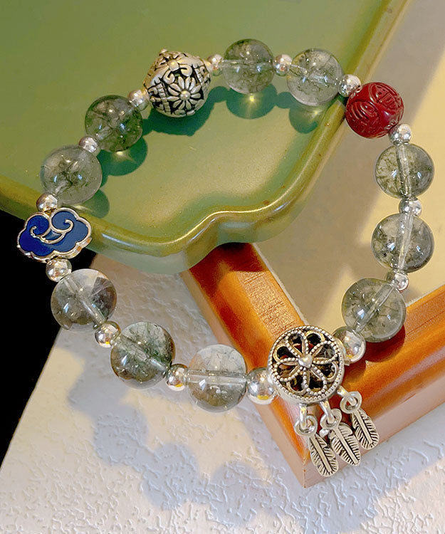 Boutique Silk Sterling Silver Crystal Dream Catcher Tassel Charm Bracelet