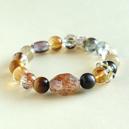 10mm Super Seven Crystal Tiger Eye Healing Bracelet