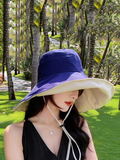 Large-brim Drawstring Sunproof Hat