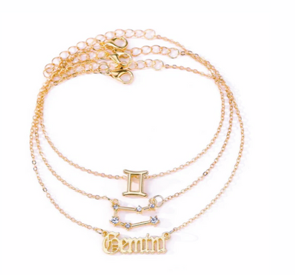 Celestial Trio: Star Zodiac Anklet Set