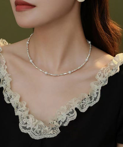 Diy Silk Sterling Silver Broken Silver Pearl Necklace