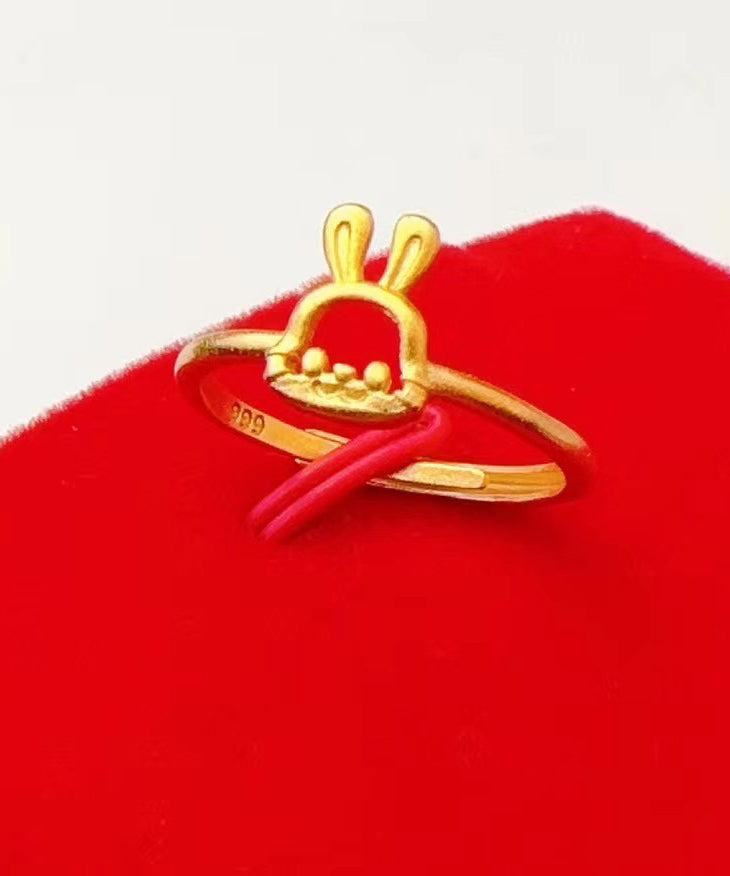 Gold Sterling Silver Overgild Little Rabbit Rings