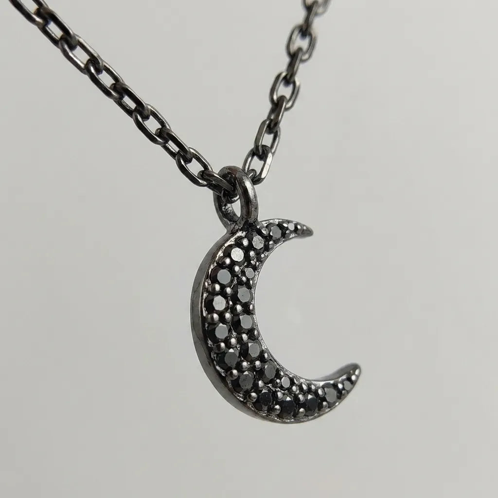 Dark Lunar Shadow Pendant Necklace