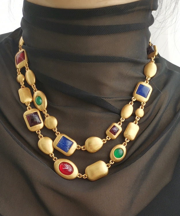 Gold Copper Overgild Bilayer Coloured Glaze Necklace