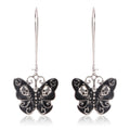 Gothic Black Skull Butterfly Earrings