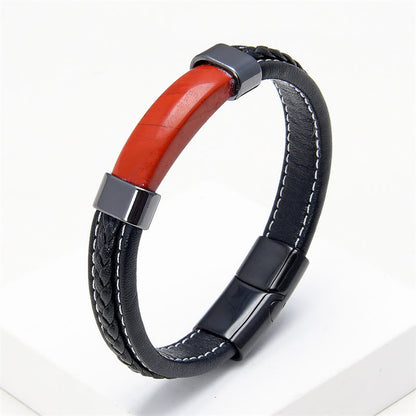 16-18cm Tiger Eye Leather Balance Bracelet