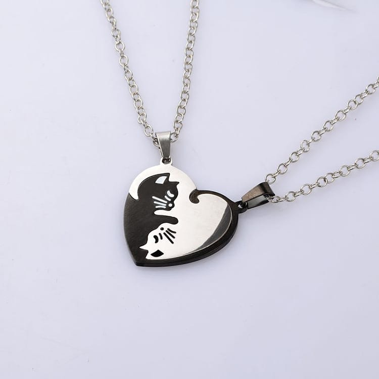 Cat Couple Necklaces for Feline-loving.