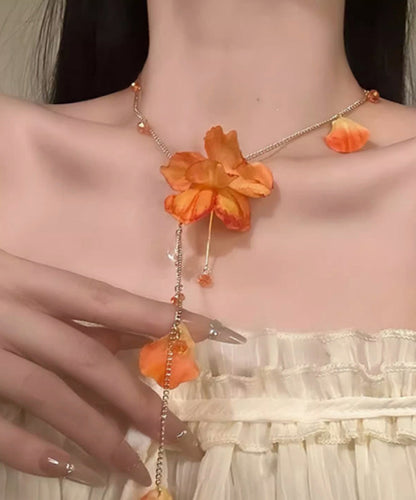Beach Orange Alloy Tassel Pendant Necklace