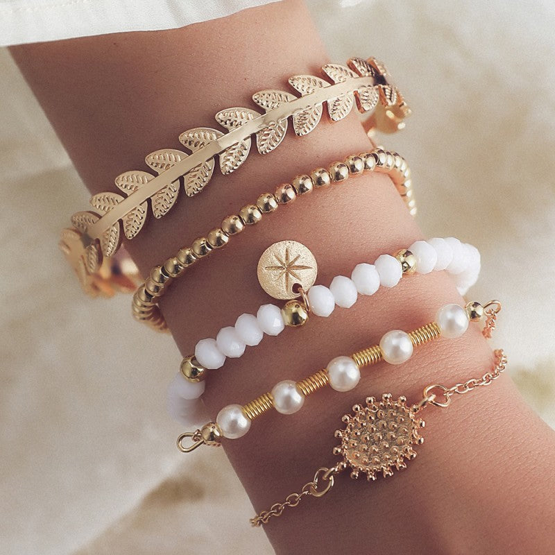 Daily Pearl Bracelets Five Piece Set