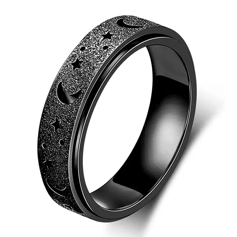 Moon Star Stainless Steel Spinner Ring