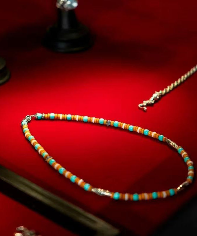 Rainbow Sterling Silver Beading Lariat Necklace