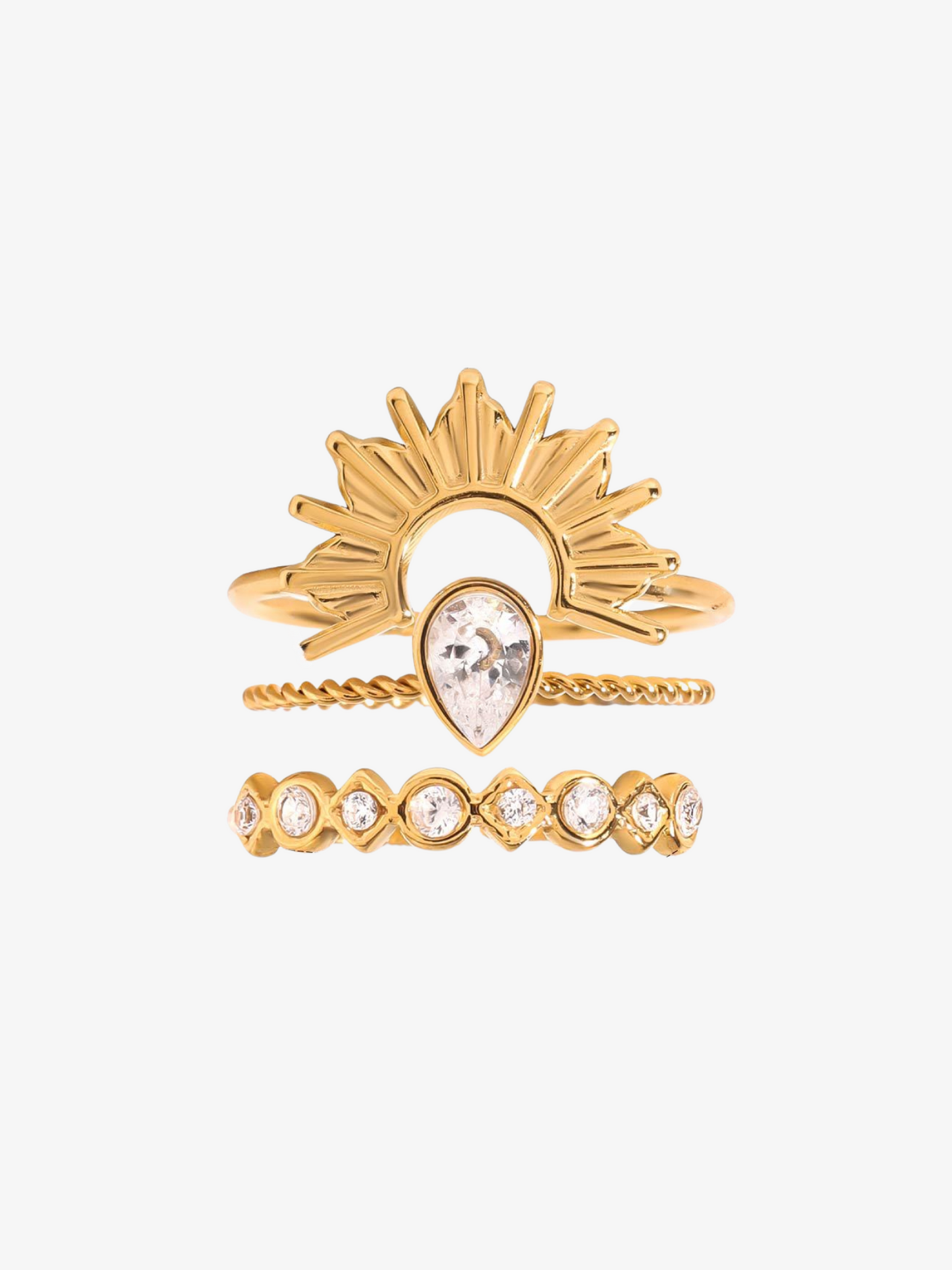 Zircon Crystal Rings Set