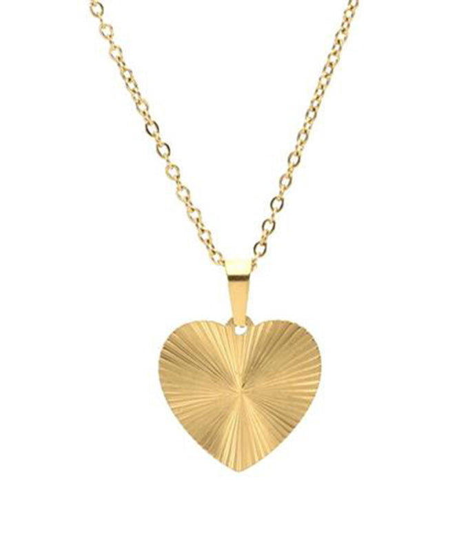 Gold Metal Alloy Wrinkled Love Pendant Necklace