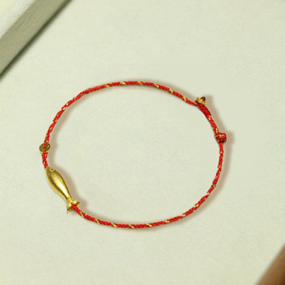 Buddha Stones 14k Gold Plated Koi Fish Luck Wealth Braided Bracelet