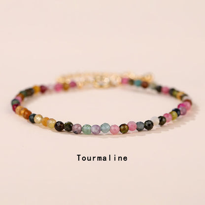 Buddha Stones Strawberry Quartz Prehnite Peridot Lazurite Lapis Lazuli Pink Crystal Tourmaline Healing Chain Bracelet