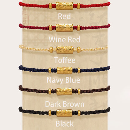 Handmade 999 Gold Red String Bracelet for Strength