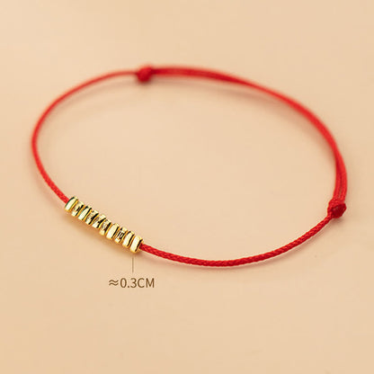 Sterling Silver Red String Bracelet Ultra-thin Rope Protection