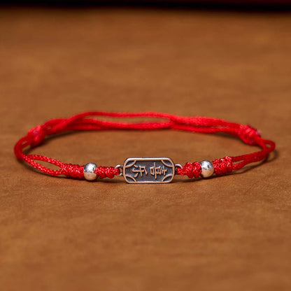 Buddha Stones Handmade 925 Sterling Silver Peace and Joy Safe Well Protection Braided Bracelet