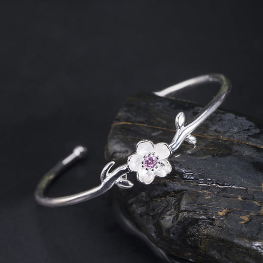 925 Sterling Silver Cherry Blossom Luck Spiritual Bracelet