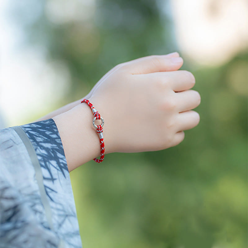 Red String Safety Bracelet | Sterling Silver Luck Charm