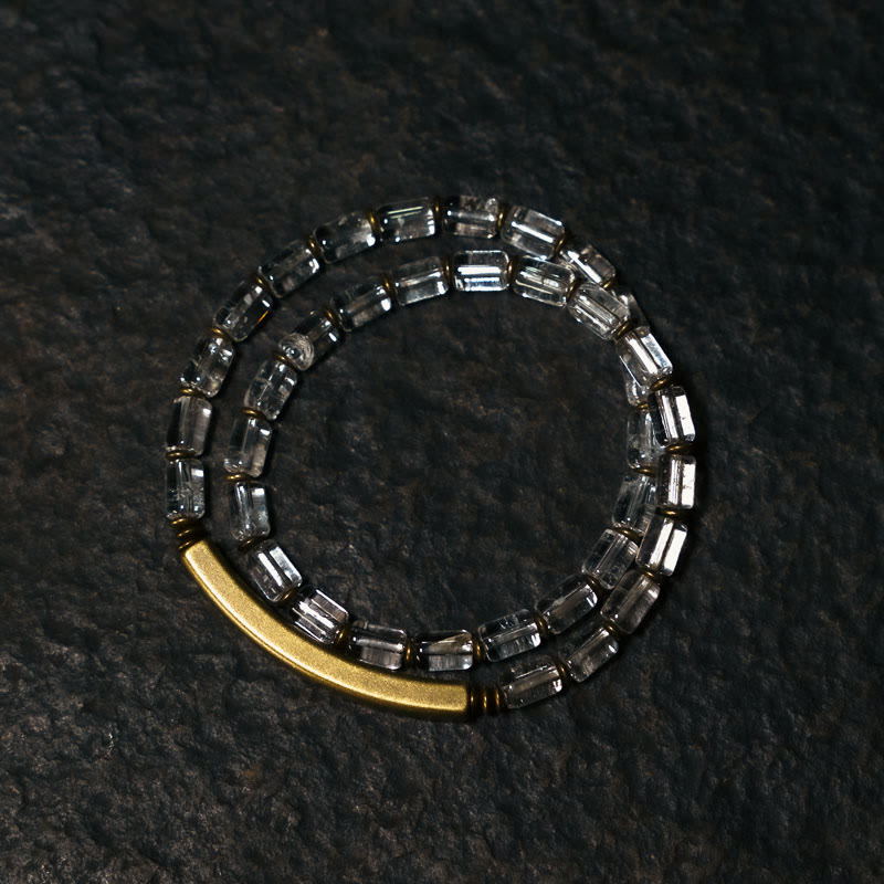 Buddha Stones Square White Crystal Copper Luck Bracelet